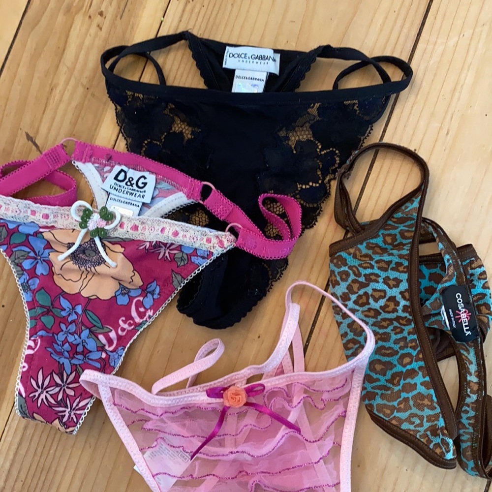 LUXURY Dolce & Gabbana D&G Lace Thong Panties- 2 Pairs, 2 Extra Cosabella & DKNY